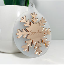 Load image into Gallery viewer, Personalised Snowflake Acrylic Bauble